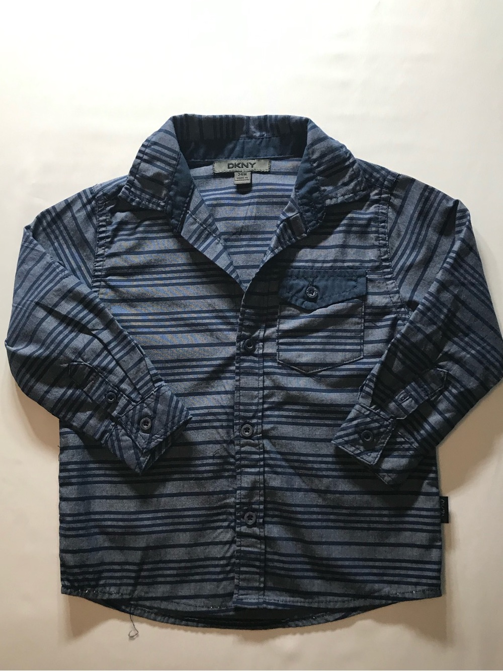 DKNY Boys Blue Striped Button-Down Shirt